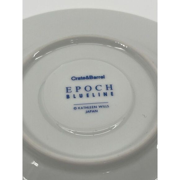 Crate & Barrel Epoch Blue Line White Tea Cup & Saucer Set Kathleen Wills Japan - Picture 8 of 8